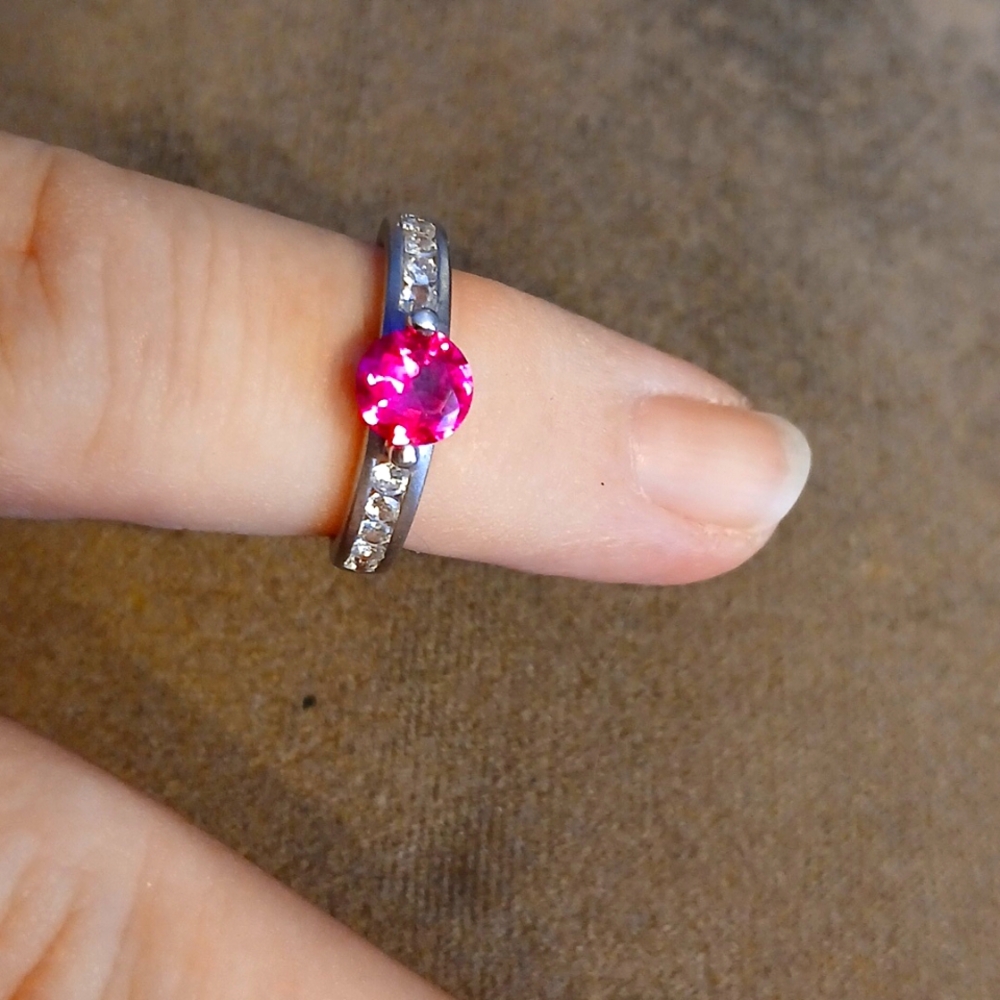 Vintage Ruby / CZ ring